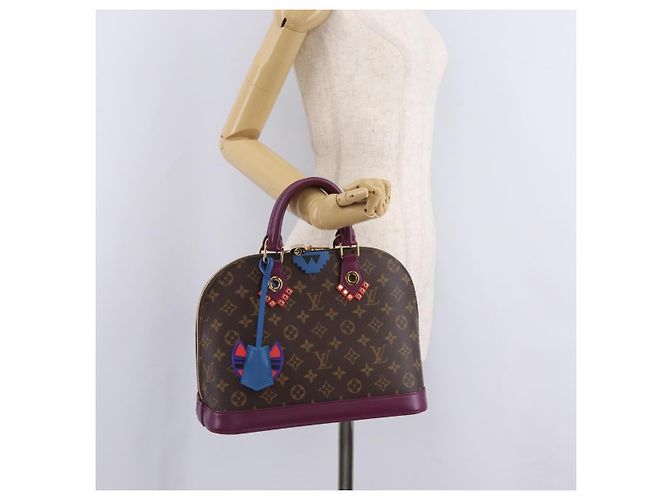 LOUIS VUITTON Monogram Totem Alma PM Hand Bag Purple LV Auth 206881SAM Roxo Monograma - vista 27