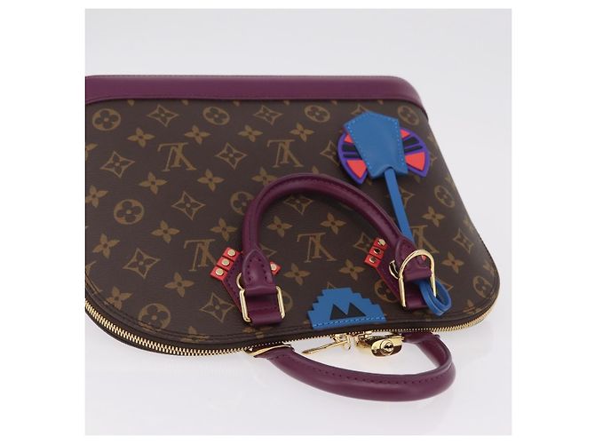 LOUIS VUITTON Monogram Totem Alma PM Hand Bag Purple LV Auth 206881SAM Roxo Monograma - vista 6