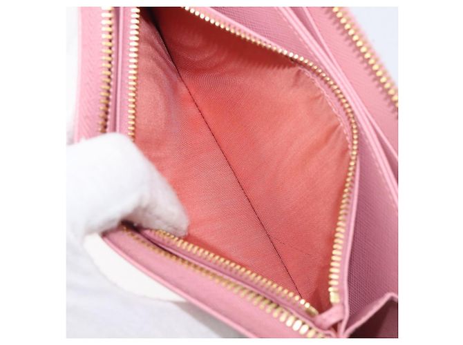 Saffiano Portafoglio lungo PRADA in pelle Safiano Pink Gold Auth 206818A Rosa D'oro - vista 10