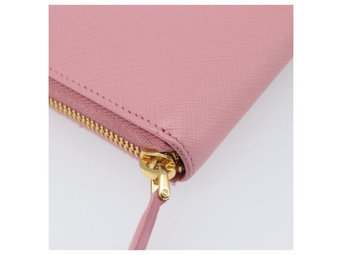 Saffiano Portafoglio lungo PRADA in pelle Safiano Pink Gold Auth 206818A Rosa D'oro - vista 15