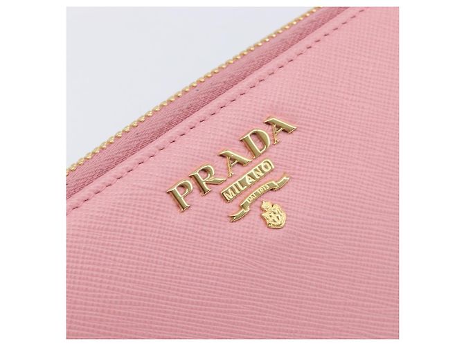 Saffiano Portafoglio lungo PRADA in pelle Safiano Pink Gold Auth 206818A Rosa D'oro - vista 18