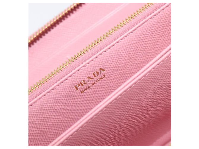Saffiano Portafoglio lungo PRADA in pelle Safiano Pink Gold Auth 206818A Rosa D'oro - vista 19