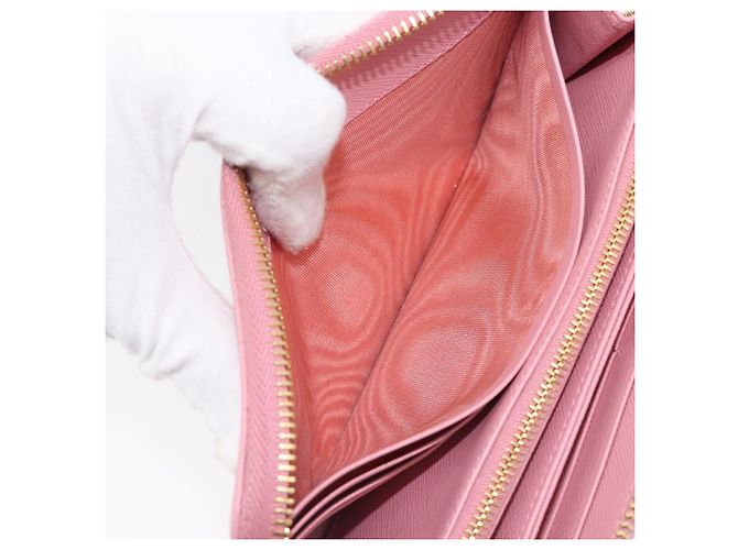 Saffiano Portafoglio lungo PRADA in pelle Safiano Pink Gold Auth 206818A Rosa D'oro - vista 20