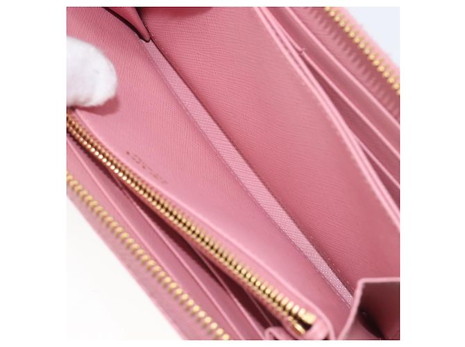 Saffiano Portafoglio lungo PRADA in pelle Safiano Pink Gold Auth 206818A Rosa D'oro - vista 23
