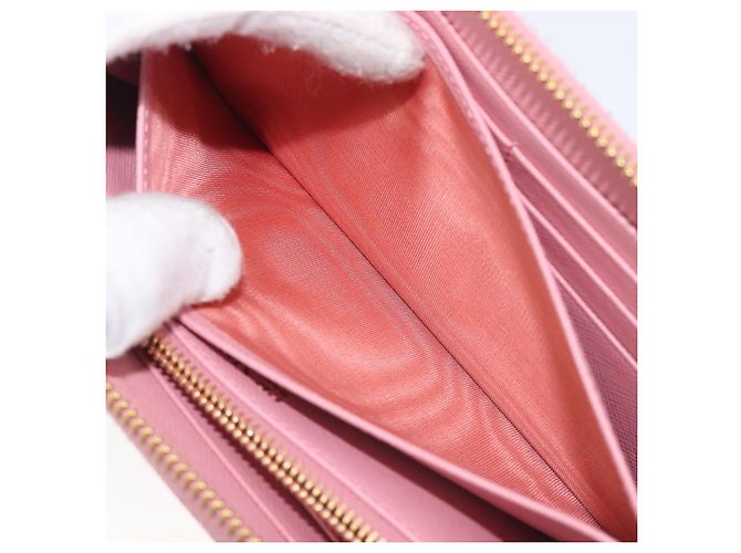 Saffiano Portafoglio lungo PRADA in pelle Safiano Pink Gold Auth 206818A Rosa D'oro - vista 24