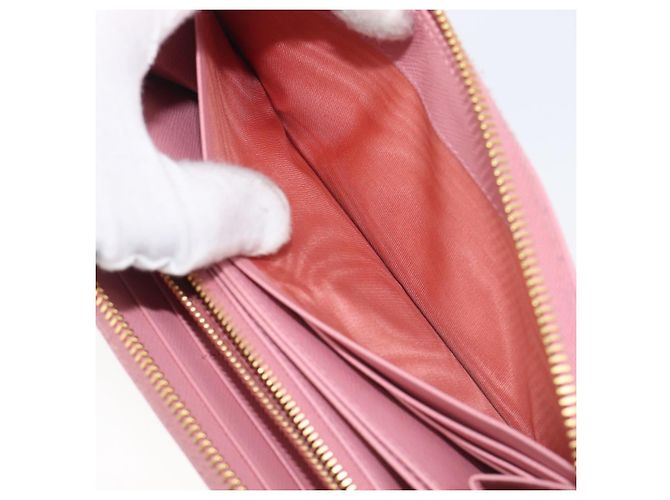Saffiano Portafoglio lungo PRADA in pelle Safiano Pink Gold Auth 206818A Rosa D'oro - vista 26