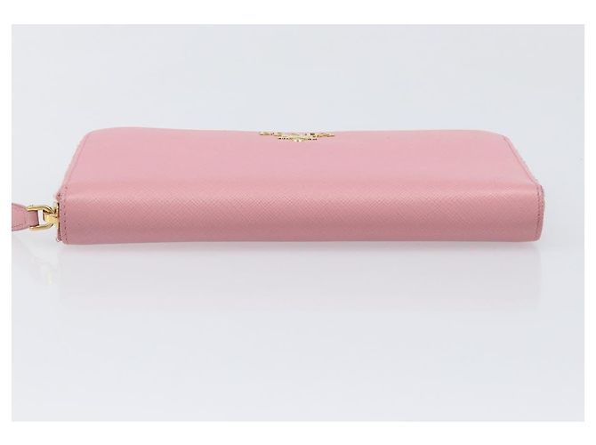 Saffiano Portafoglio lungo PRADA in pelle Safiano Pink Gold Auth 206818A Rosa D'oro - vista 6