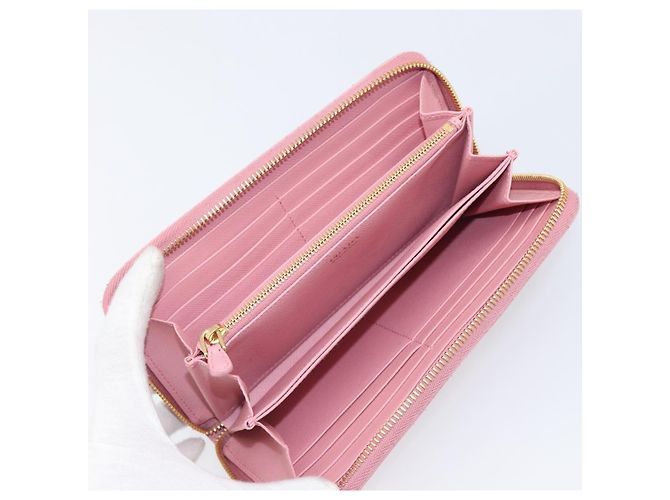 Saffiano Portafoglio lungo PRADA in pelle Safiano Pink Gold Auth 206818A Rosa D'oro - vista 9