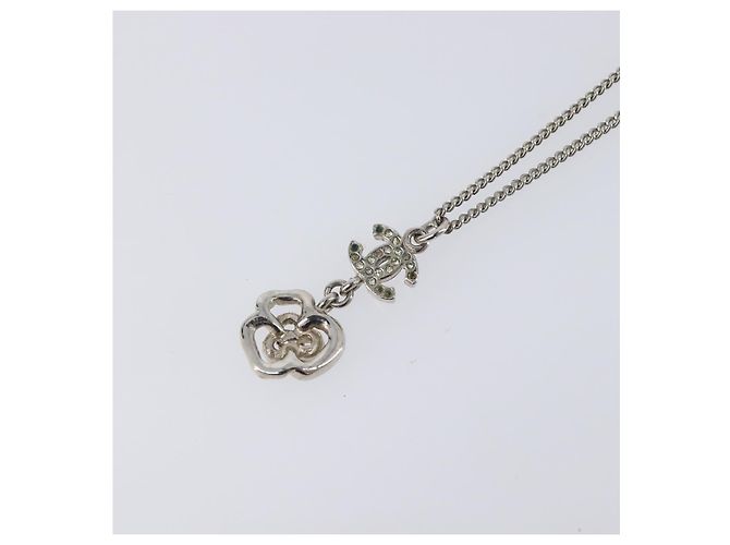 Collana CHANEL Camelia Metallo Argento CC Auth 199739 - vista 10