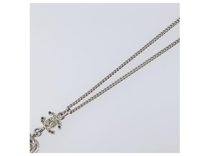 Collana CHANEL Camelia Metallo Argento CC Auth 199739 - vista 11