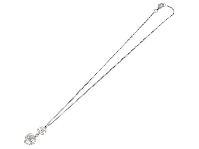 Collana CHANEL Camelia Metallo Argento CC Auth 199739 - vista 2