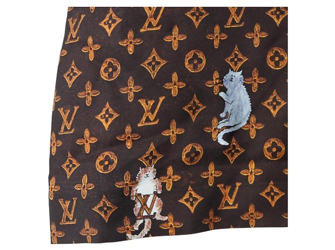 LOUIS VUITTON Catgram Shorts Hose Seide 40 Brown LV Auth BA15775SAM Braun - Ansicht 12