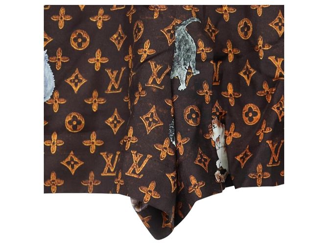 LOUIS VUITTON Catgram Shorts Hose Seide 40 Brown LV Auth BA15775SAM Braun - Ansicht 13