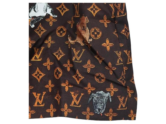 LOUIS VUITTON Catgram Shorts Hose Seide 40 Brown LV Auth BA15775SAM Braun - Ansicht 14