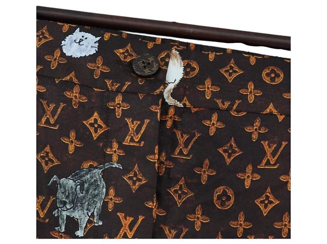 LOUIS VUITTON Catgram Shorts Hose Seide 40 Brown LV Auth BA15775SAM Braun - Ansicht 3