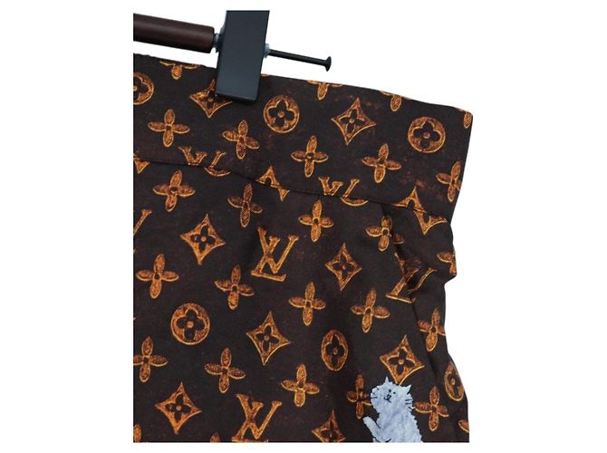 LOUIS VUITTON Catgram Shorts Hose Seide 40 Brown LV Auth BA15775SAM Braun - Ansicht 4