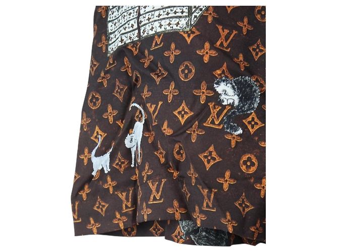 LOUIS VUITTON Catgram Shorts Hose Seide 40 Brown LV Auth BA15775SAM Braun - Ansicht 5