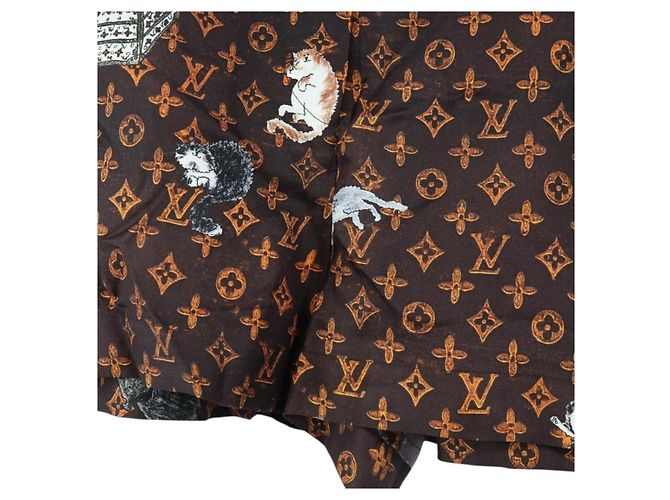 LOUIS VUITTON Catgram Shorts Hose Seide 40 Brown LV Auth BA15775SAM Braun - Ansicht 6