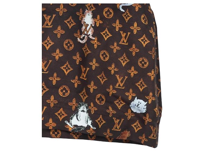 LOUIS VUITTON Catgram Shorts Hose Seide 40 Brown LV Auth BA15775SAM Braun - Ansicht 7