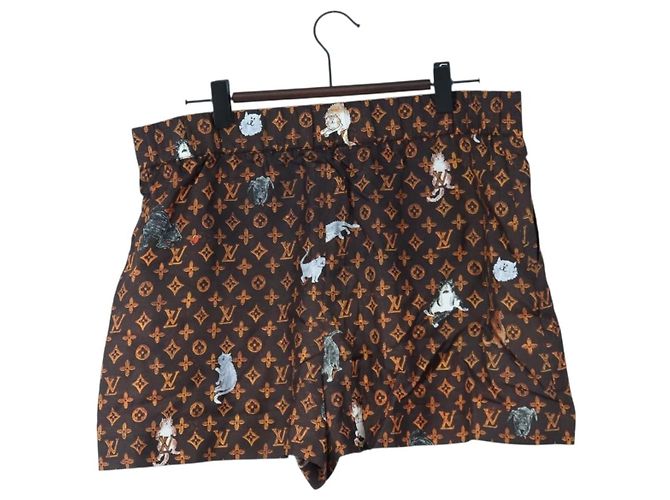 LOUIS VUITTON Catgram Shorts Hose Seide 40 Brown LV Auth BA15775SAM Braun - Ansicht 8