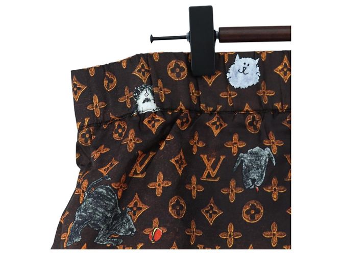 LOUIS VUITTON Catgram Shorts Hose Seide 40 Brown LV Auth BA15775SAM Braun - Ansicht 9