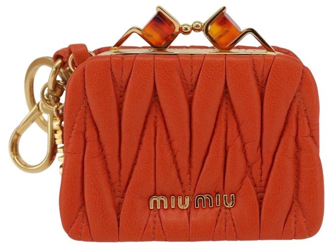 Miu Miu Sword Wallet Matelassé mit Leder-Charm Orange Goldfarben Auth 167697M - Ansicht 13