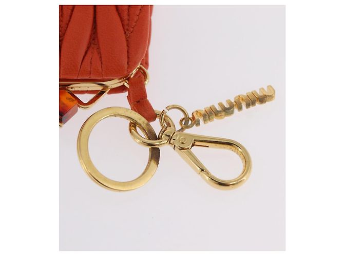 Miu Miu Sword Wallet Matelassé mit Leder-Charm Orange Goldfarben Auth 167697M - Ansicht 14