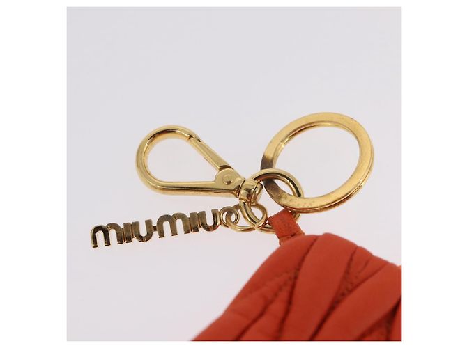 Miu Miu Sword Wallet Matelassé mit Leder-Charm Orange Goldfarben Auth 167697M - Ansicht 15