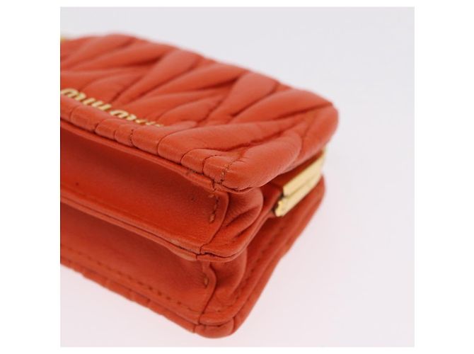 Miu Miu Sword Wallet Matelassé mit Leder-Charm Orange Goldfarben Auth 167697M - Ansicht 17