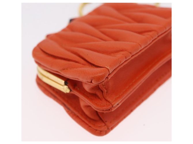 Miu Miu Sword Wallet Matelassé mit Leder-Charm Orange Goldfarben Auth 167697M - Ansicht 18
