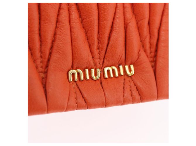 Miu Miu Sword Wallet Matelassé mit Leder-Charm Orange Goldfarben Auth 167697M - Ansicht 21