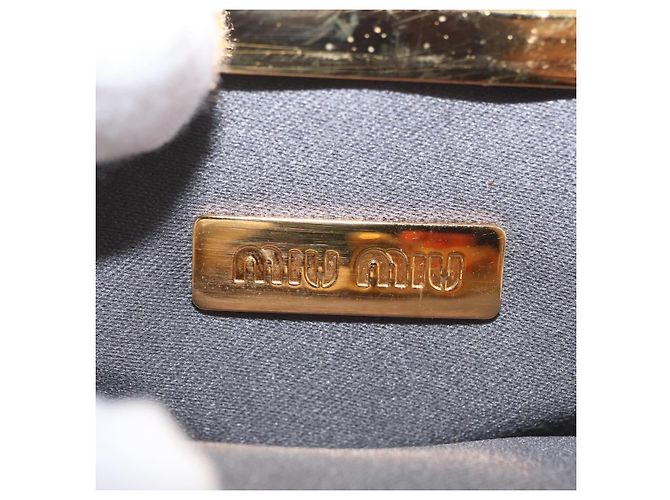 Miu Miu Sword Wallet Matelassé mit Leder-Charm Orange Goldfarben Auth 167697M - Ansicht 22