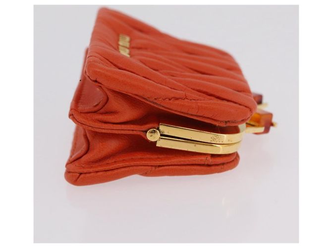 Miu Miu Sword Wallet Matelassé mit Leder-Charm Orange Goldfarben Auth 167697M - Ansicht 3