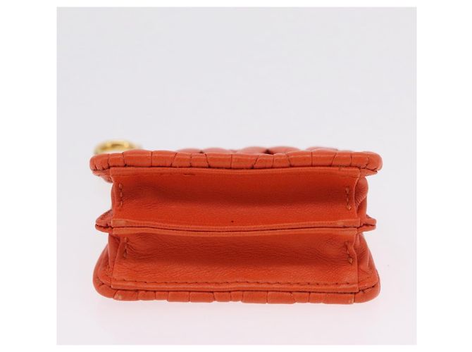 Miu Miu Sword Wallet Matelassé mit Leder-Charm Orange Goldfarben Auth 167697M - Ansicht 7