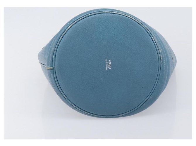 Hermès Bolsa de ombro HERMES Manjoire em couro azul claro prata Auth fm5461A - vista 10