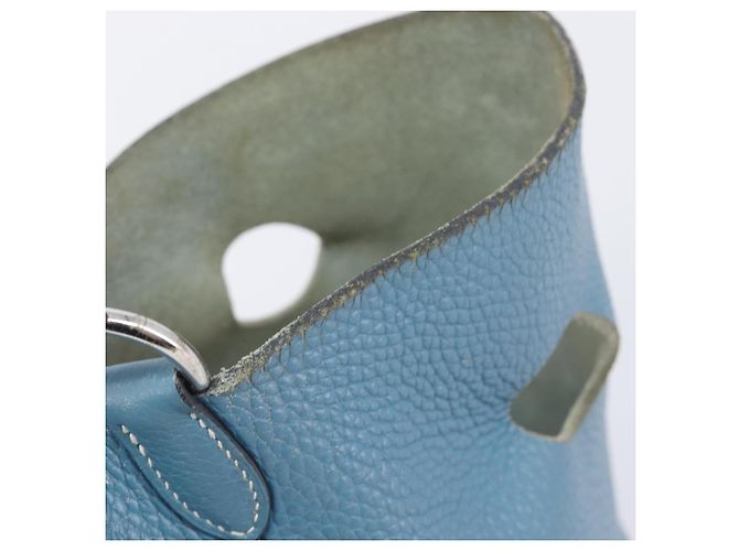 Hermès Bolsa de ombro HERMES Manjoire em couro azul claro prata Auth fm5461A - vista 18