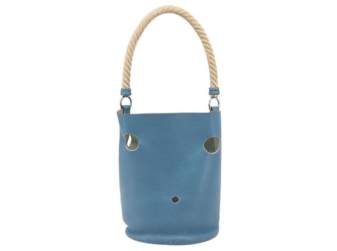 Hermès Bolsa de ombro HERMES Manjoire em couro azul claro prata Auth fm5461A - vista 2