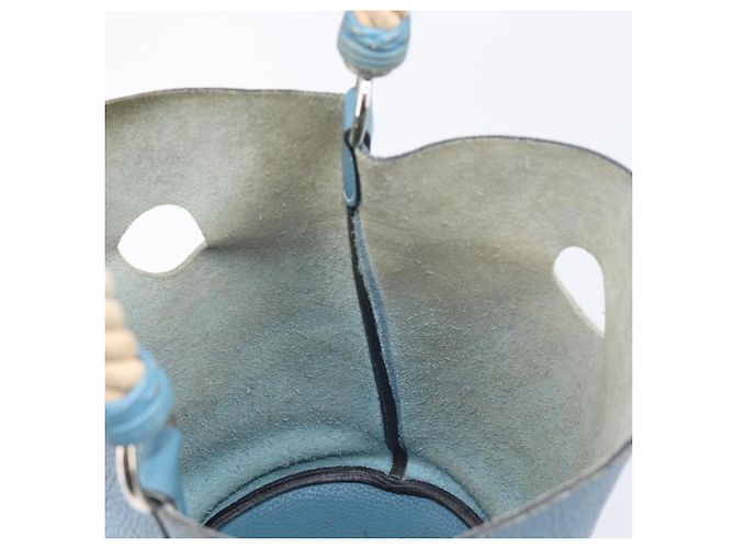 Hermès Bolsa de ombro HERMES Manjoire em couro azul claro prata Auth fm5461A - vista 20