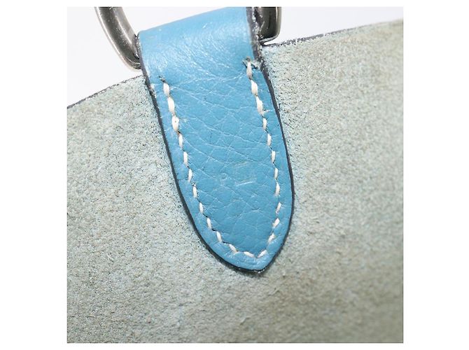 Hermès Bolsa de ombro HERMES Manjoire em couro azul claro prata Auth fm5461A - vista 22
