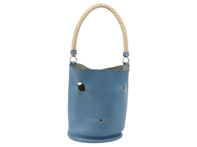 Hermès Bolsa de ombro HERMES Manjoire em couro azul claro prata Auth fm5461A - vista 3