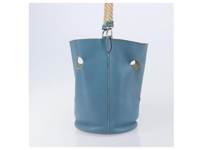 Hermès Bolsa de ombro HERMES Manjoire em couro azul claro prata Auth fm5461A - vista 4