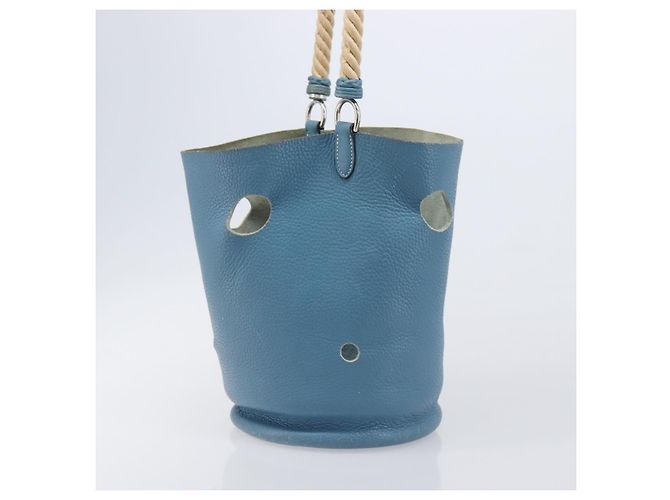 Hermès Bolsa de ombro HERMES Manjoire em couro azul claro prata Auth fm5461A - vista 5