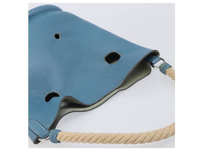 Hermès Bolsa de ombro HERMES Manjoire em couro azul claro prata Auth fm5461A - vista 6