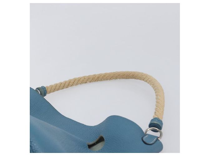 Hermès Bolsa de ombro HERMES Manjoire em couro azul claro prata Auth fm5461A - vista 8