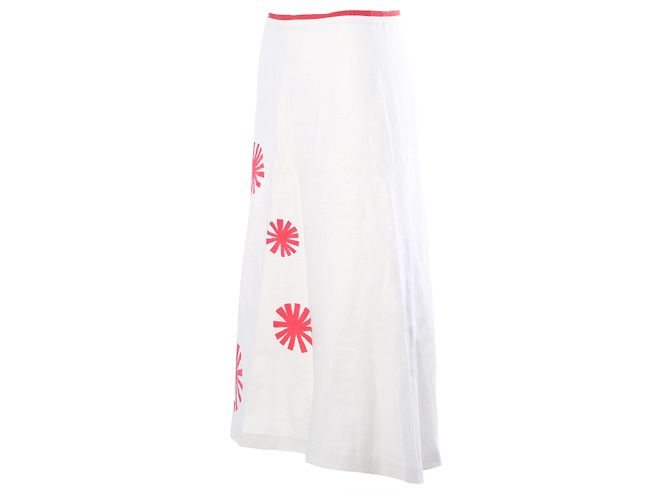 Autre Marque Falda maxi de lino Roberto Musso Graphic Sunburst Blanco - vista 2