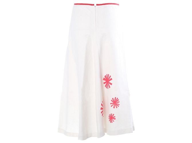 Autre Marque Falda maxi de lino Roberto Musso Graphic Sunburst Blanco - vista 3