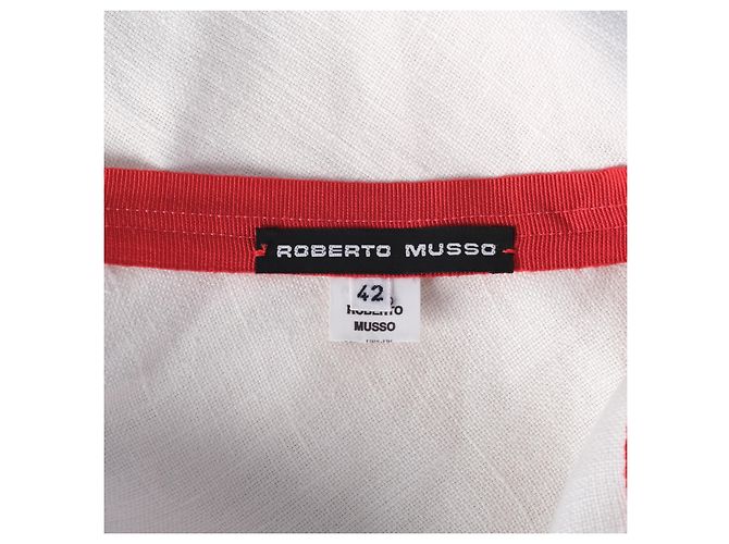 Autre Marque Falda maxi de lino Roberto Musso Graphic Sunburst Blanco - vista 7