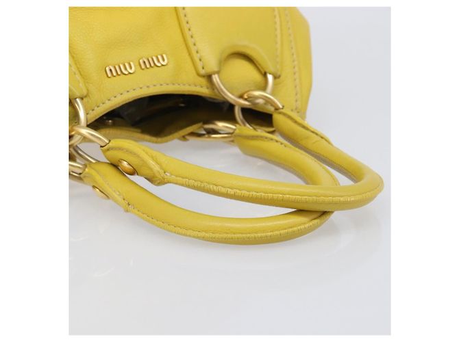 Borsa a mano Miu Miu in pelle Giallo Oro Auth am12779V D'oro - vista 7