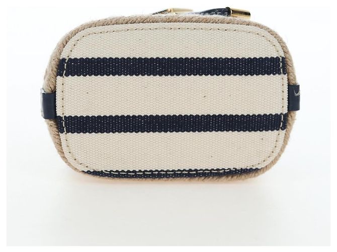 PRADA Pochette a spalla con catena Canvas Navy Gold Auth LN217M D'oro Blu navy - vista 10