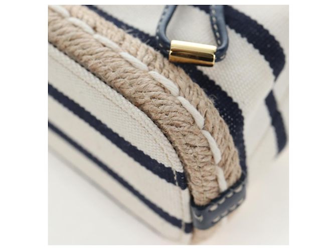 PRADA Pochette a spalla con catena Canvas Navy Gold Auth LN217M D'oro Blu navy - vista 12